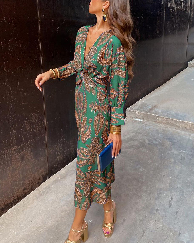 Mercedes - Vestido Midi Elegante con Estampado Delicado