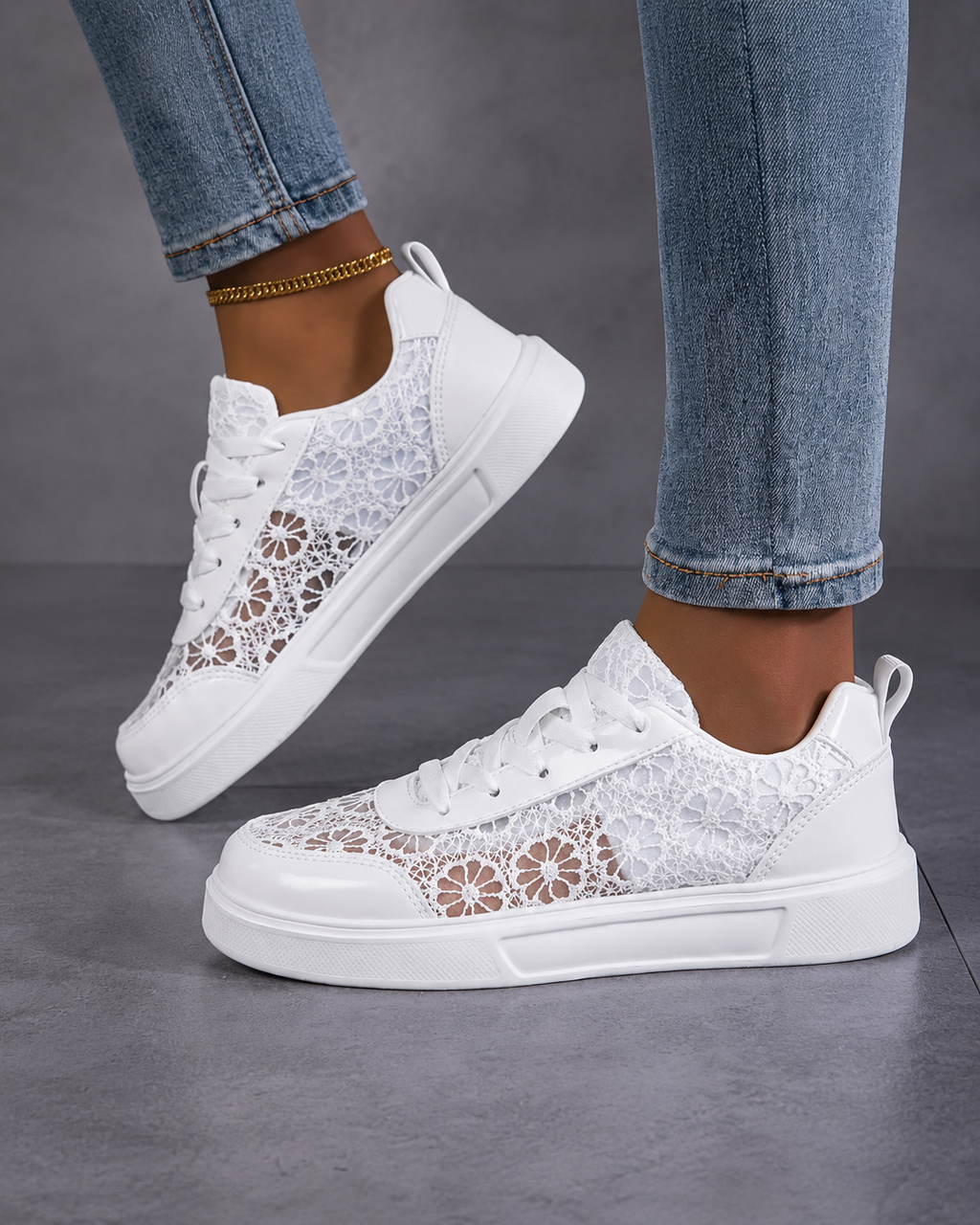 Leonor - Zapatillas de Encaje Floral Transpirables
