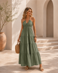 Irene - Vestido Midi Halter de Corte Fluido