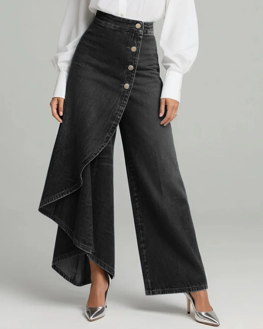 Carolina - Pantalón Vaquero de Cintura Alta y Pierna Ancha