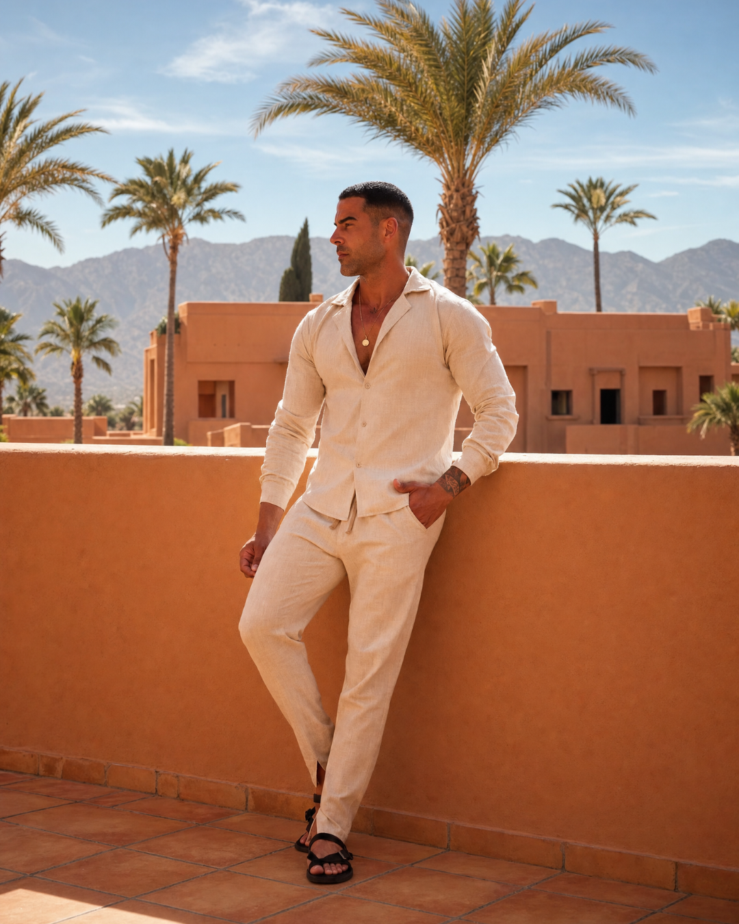 Joel - Conjunto de Lino Hombre Camisa + Pantalón