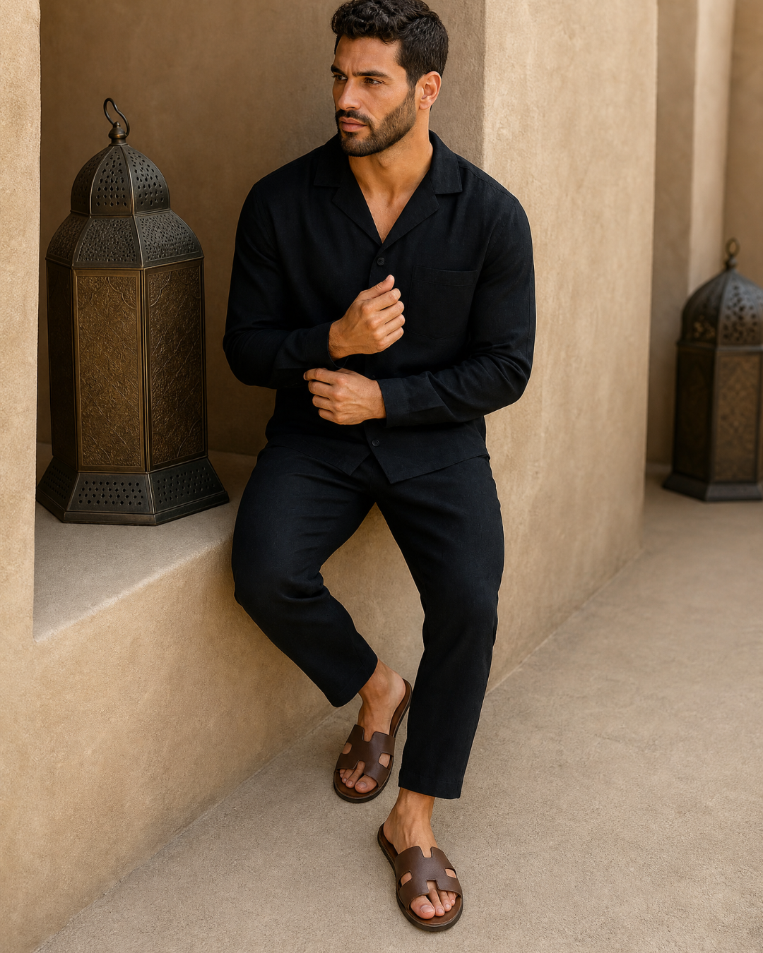 Joel - Conjunto de Lino Hombre Camisa + Pantalón