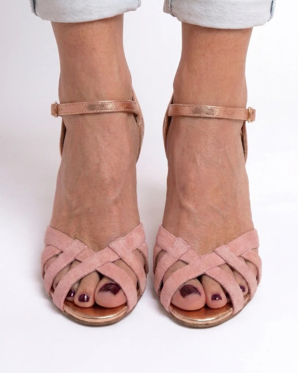 Sara - Sandalias de Tacón con Acabado Metalizado