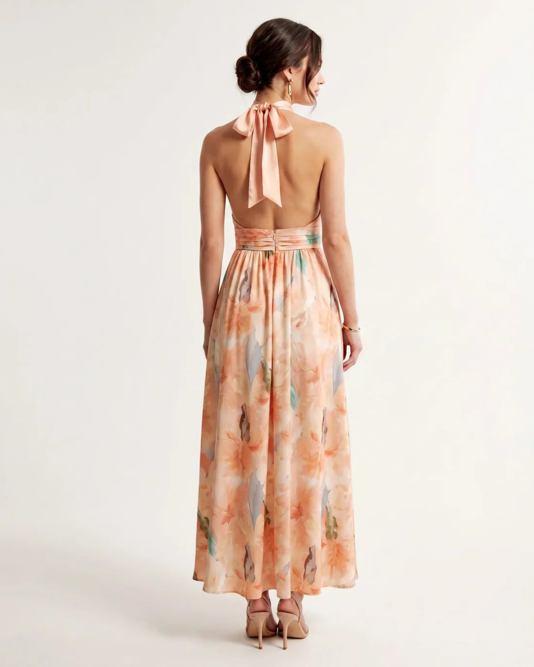 Lucía - Vestido Maxi de Satén con Estampado Acuarela