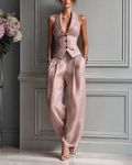 Eva - Conjunto Chaleco + Pantalón Pierna Ancha