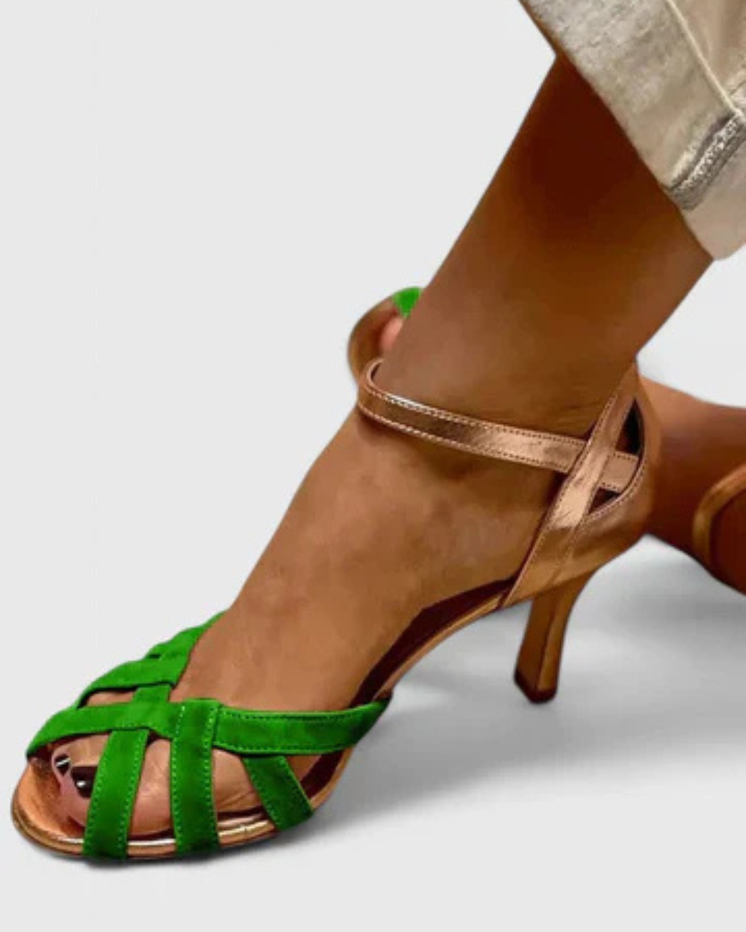 Sara - Sandalias de Tacón con Acabado Metalizado