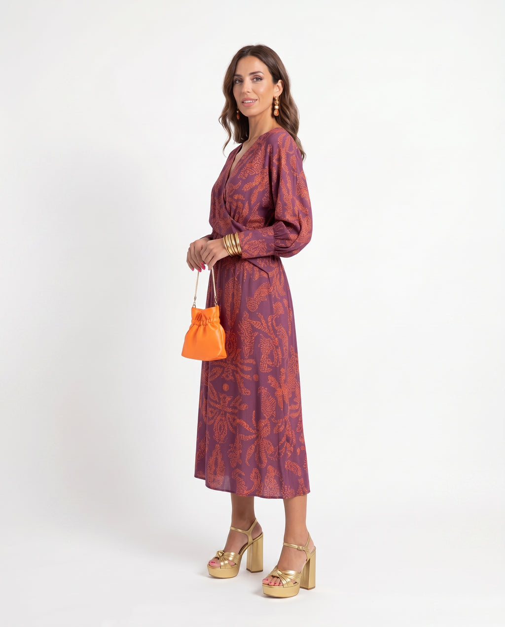 Mercedes - Vestido Midi Elegante con Estampado Delicado