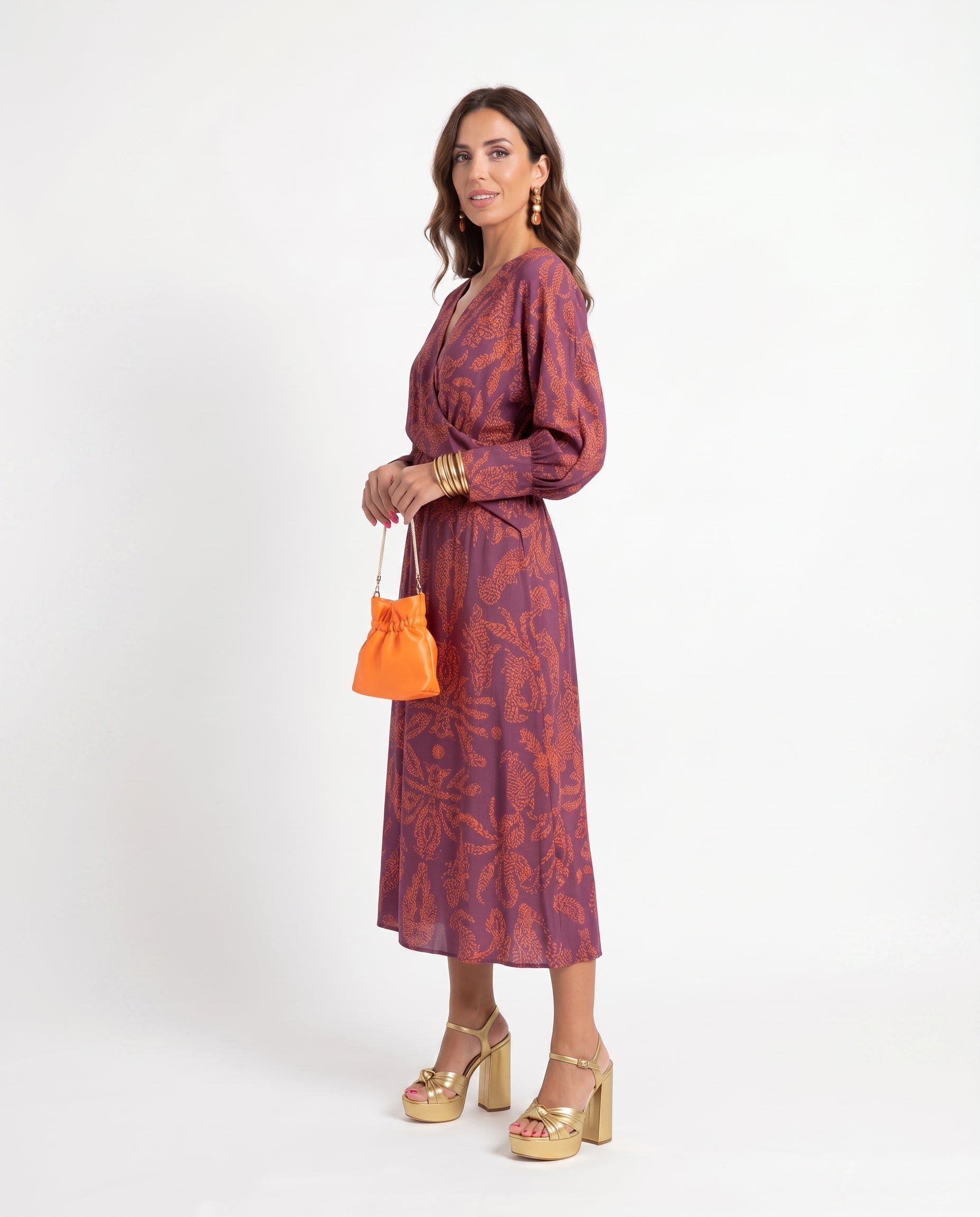 Mercedes - Vestido Midi Elegante con Estampado Delicado