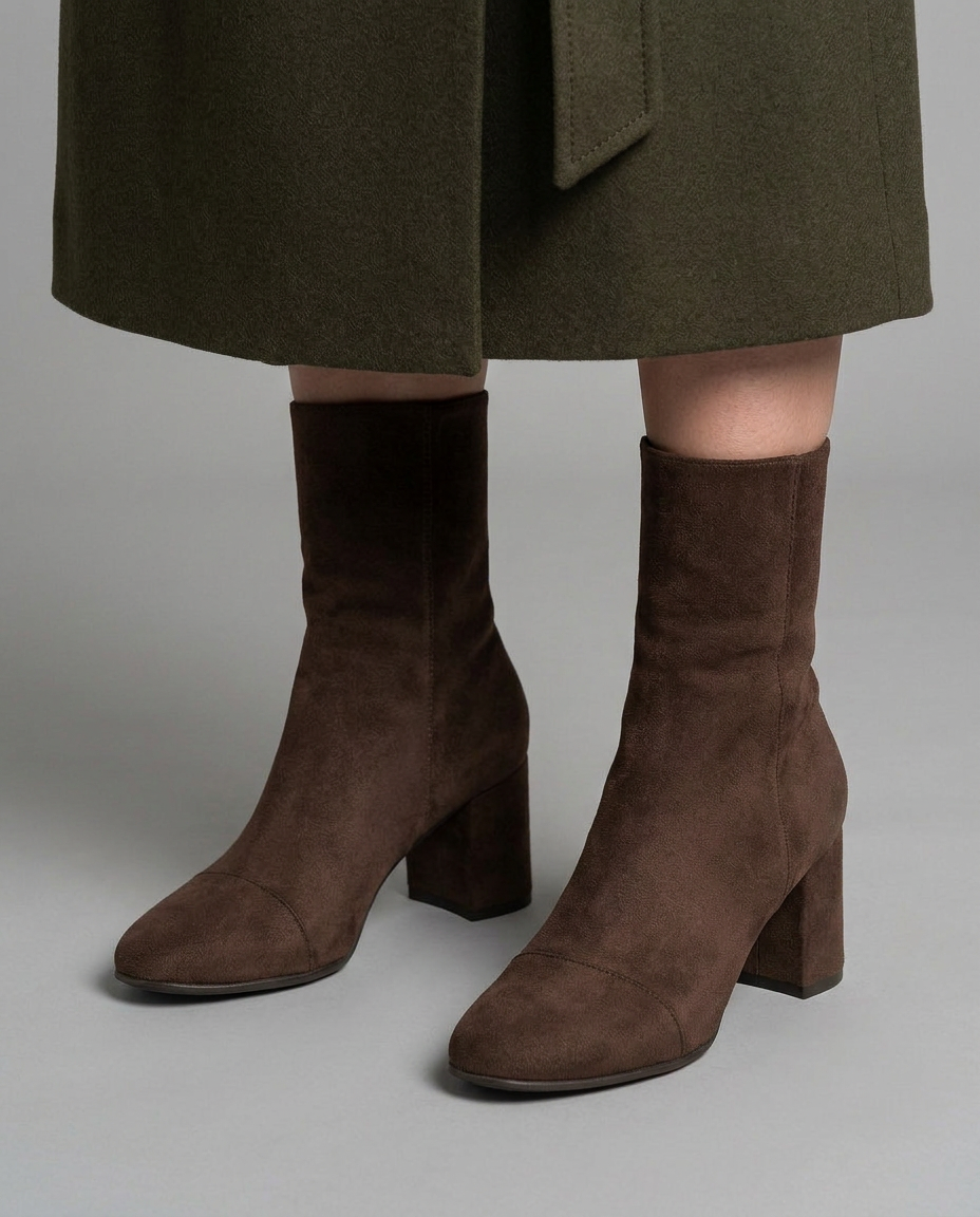 Sofía - Botines de Ante con Tacón de Bloque
