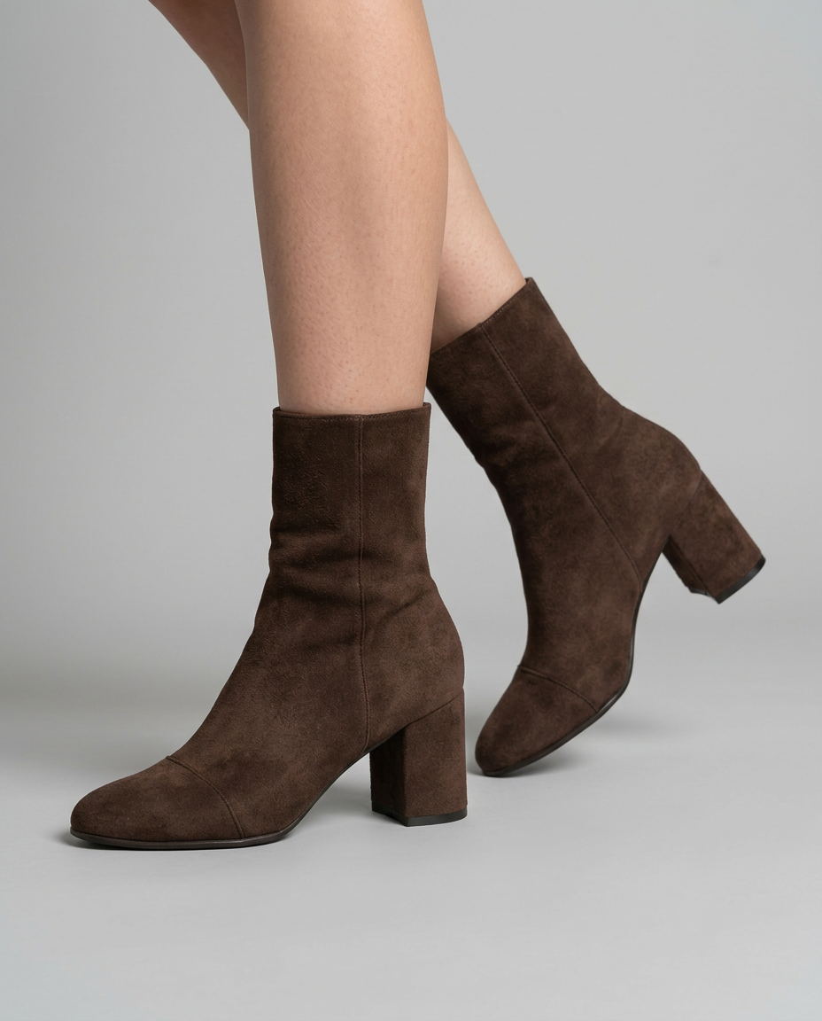 Sofía - Botines de Ante con Tacón de Bloque