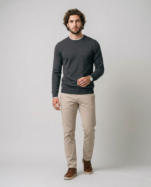 Carlos - Jersey de Punto Fino de Cuello Redondo