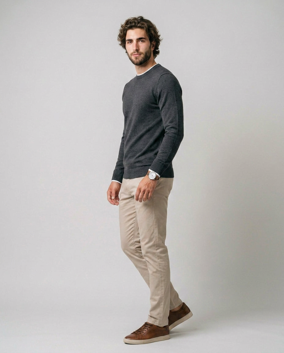 Carlos - Jersey de Punto Fino de Cuello Redondo