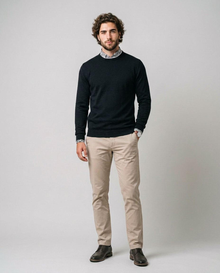 Carlos - Jersey de Punto Fino de Cuello Redondo