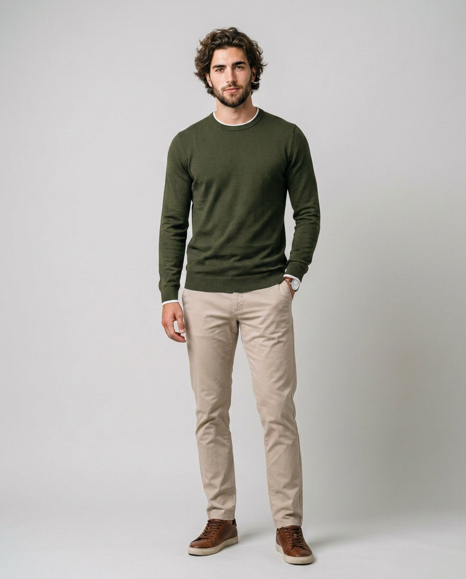 Carlos - Jersey de Punto Fino de Cuello Redondo